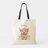 Tote Bag Prénom personnalisé Cute Highland Cow (Dos)