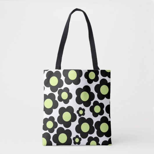 Tote Bag Preppy Black Neon vert Hippie Motif (Devant)