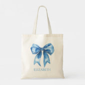 Tote Bag Preppy Blue and White Bow Personalized (Dos)