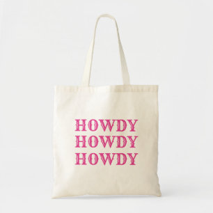 Tote Bag Preppy Girly Howdy Hot Pink