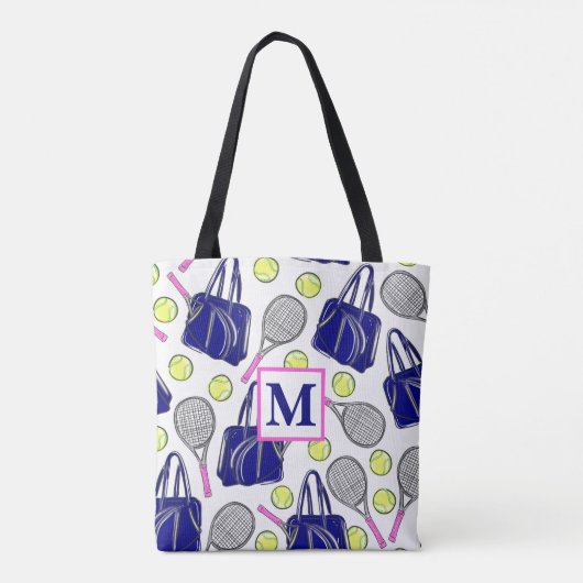 Tote Bag Preppy Monogram Tennis Navy (Dos)