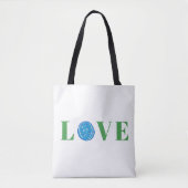 Tote Bag Preppy Pickleball Love Ball Blue Green (Devant)