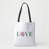Tote Bag Preppy Pink Pickleball Love (Devant)