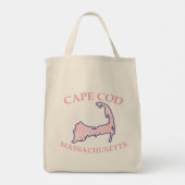 Tote Bag Préppy rose rayé Cape Cod Silhouette Épicerie (Dos)