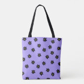 Tote Bag Preppy violet noir Floral simple Motif de fleurs (Dos)