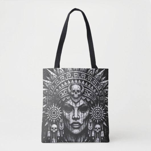 Tote Bag Prêtresse Couronnée d'un Crâne — par BurnsInHell (Devant)