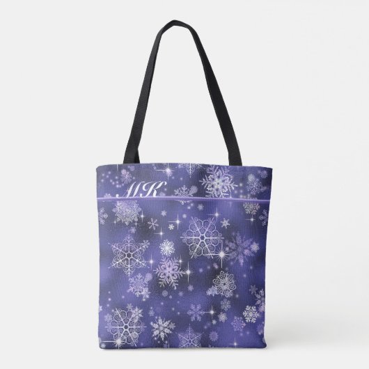 Tote Bag Prettiest Snowflakes Motif Violet ID846 (Dos)