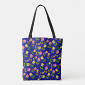Tote Bag Pretty Blue Rose Pattern Monogram (Dos)