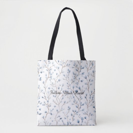 Tote Bag Pretty Blue White Flowers (Devant)