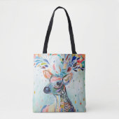 Tote Bag Pretty Modern Deer Art Flower Antlers (Devant)