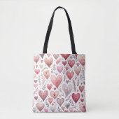 Tote Bag Pretty Pink and Red Hearts Imprimer Saint-Valentin (Devant)