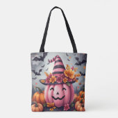 Tote Bag Pretty Pink Halloween Pumpkin Personalized (Dos)