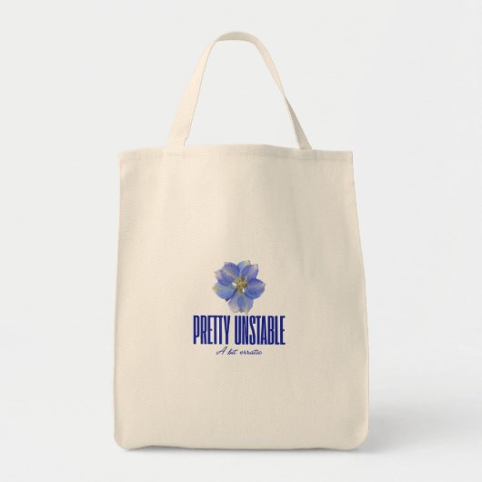 Tote Bag Pretty Unstable: Blue Floral Statement Tee (Devant)