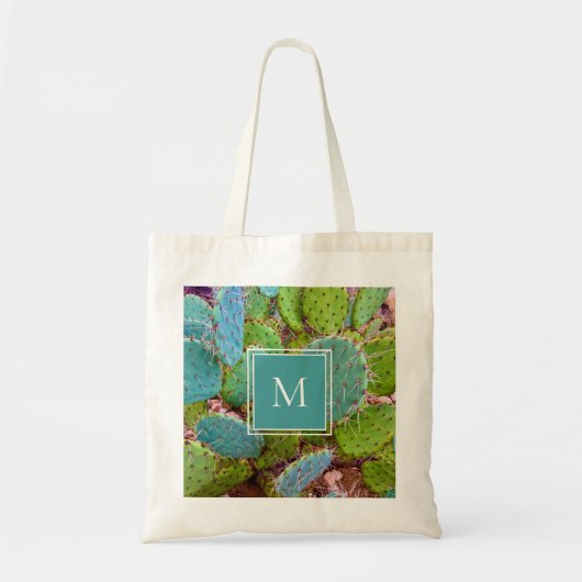 Tote Bag Pricky Pear Cactus tendance Monogramme du désert (Devant)