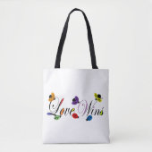 Tote Bag PRIDE Couleurs arc-en-ciel Ladybugs L'amour gagne (Devant)