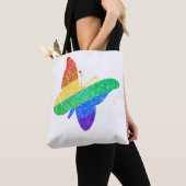 Tote Bag Pride LGBTQA+ papillon arc-en-ciel (De près)