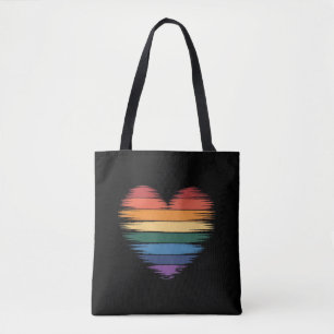 Tote Bag Pride Rainbows Heart Print LGBT Gay pride