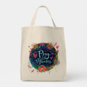 Tote Bag Prière Causes Miracles Personnalisé Plutôt Floral (Dos)