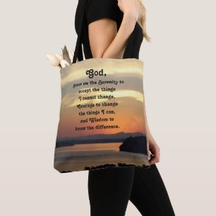Tote Bag Prière de sérénité Orange paysage marin Coucher de