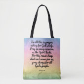 Tote Bag Prière de vers de bible d'arc-en-ciel de 6h18 (Devant)