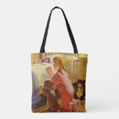 Tote Bag Prières au coucher, Fille avec chiot, Religion Vin (Dos)