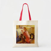 Tote Bag Prières au coucher, Fille avec chiot, Religion Vin (Devant)