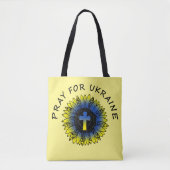 Tote Bag Priez pour Ukraine Tournesol et Croix (Devant)