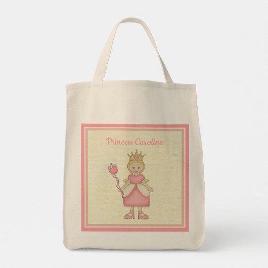 Tote Bag Princesse Blonde Whimsical En Rose Monogramme (Dos)