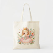 Tote Bag Princesse enchantée et ours - Nom personnalisable (Devant)