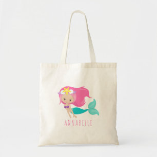 Tote Bag Princesse Kids Cute Pink Hair de fille de sirène