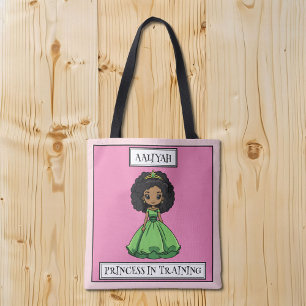 Tote Bag Princesse noire en entraînement Carton rose vert