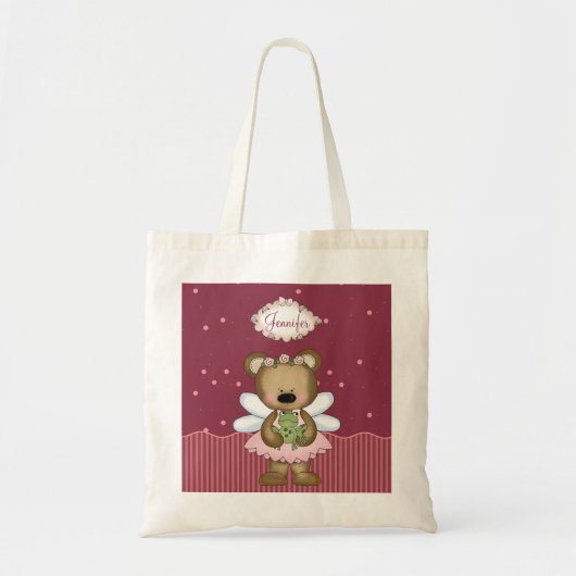 Tote Bag Princesse rose de fée d'ours de nounours (Devant)
