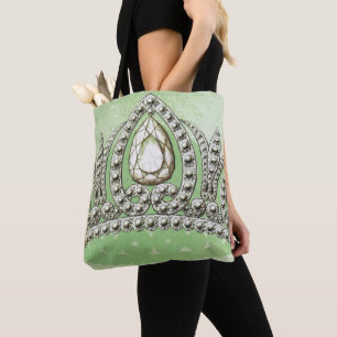 Tote Bag Princesse Vintage Couronne Vert pâle