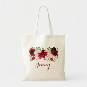 Tote Bag Printemps Bourgogne Élégant Floral
