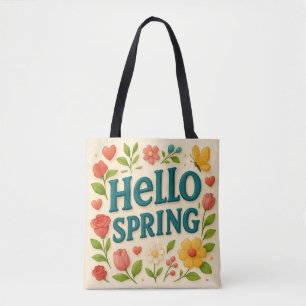 Tote Bag Printemps dans votre étape - "Hello Spring" Vibe