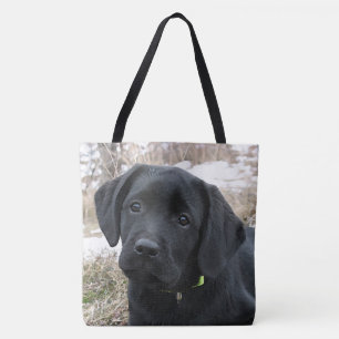 Tote Bag Printemps en attente - Labrador Puppy - Black Lab