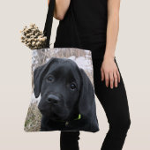 Tote Bag Printemps en attente - Labrador Puppy - Black Lab (De près)