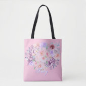 Tote Bag Printemps en fleurs rose et lilas  (Devant)