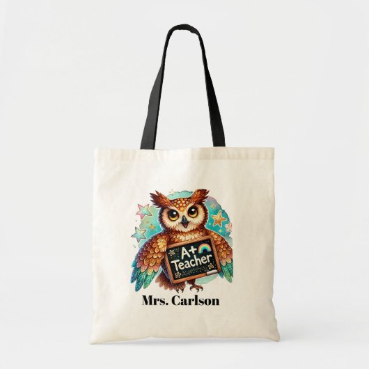 Tote Bag Prix chouette enseignant ajouter nom (Devant)