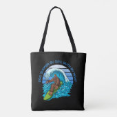 Tote Bag Pro By Day, Myth By Night Surfing Bigfoot Black (Dos)