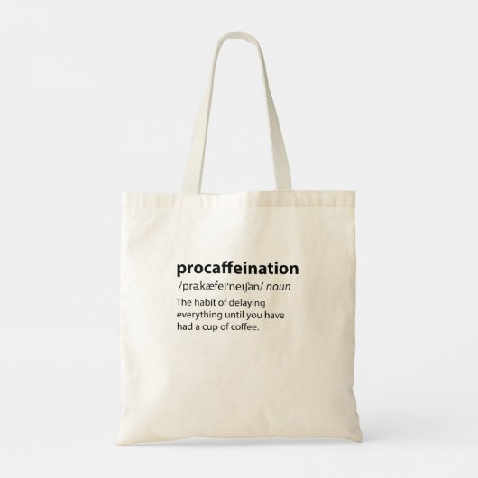 Tote Bag Procaffination Funny Dictionnaire Définition (Dos)