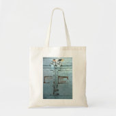 Tote Bag Procéder avec prudence porte industrielle gris ble (Devant)