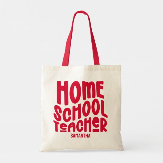 Tote Bag Professeur à domicile | Conception de texte rouge (Dos)