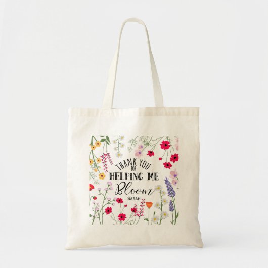Tote Bag Professeur avec citation m'aidant à fleurir (Devant)