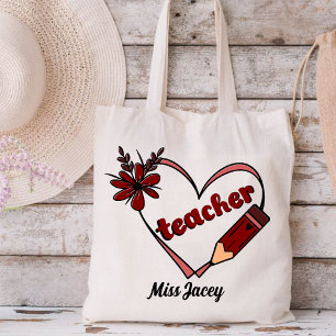 Tote Bag Professeur de coeur personnalisé Saint Valentin