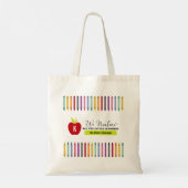 Tote Bag Professeur de maternelle aux crayons et à la pomme (Dos)