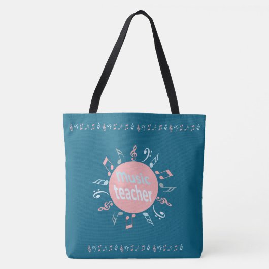 Tote Bag Professeur de musique élégante notes bleu arrière  (Devant)