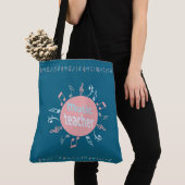 Tote Bag Professeur de musique élégante notes bleu arrière  (De près)