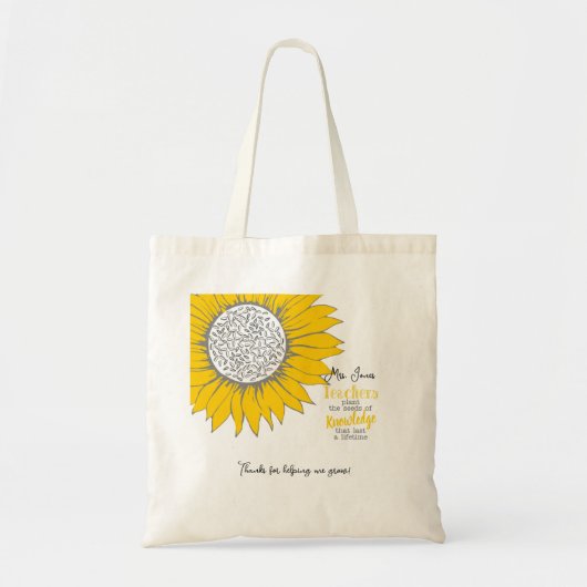 Tote Bag Professeur de tournesol jaune merci cadeau (Devant)