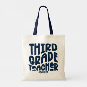 Tote Bag Professeur de Troisième Conception de texte bleu
